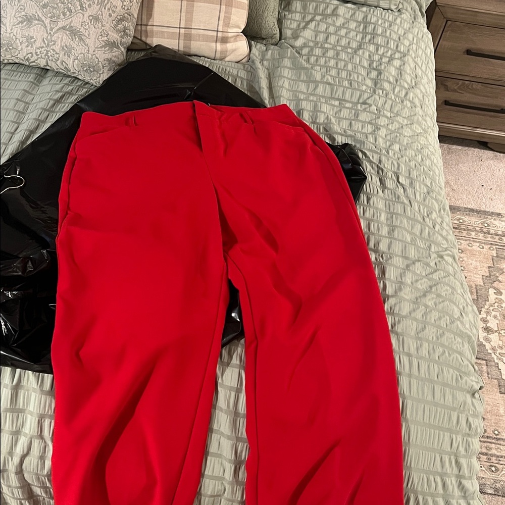 Torrid red wide leg pants.